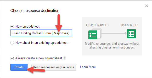 Google Form Response Spreadsheet