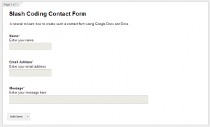 Slash Coding Contact Form